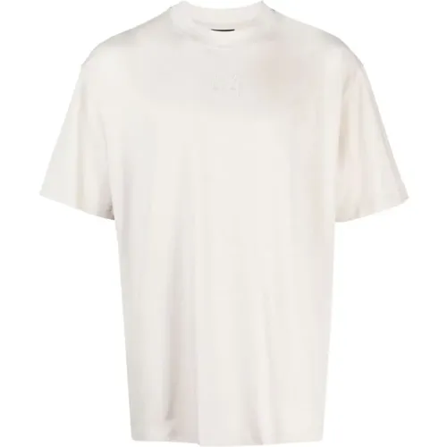 Baumwoll T-Shirt mit Logo-Stickerei und Grafikdruck,Weißes Logo T-Shirt mit Kurzen Ärmeln - 44 Label Group - Modalova