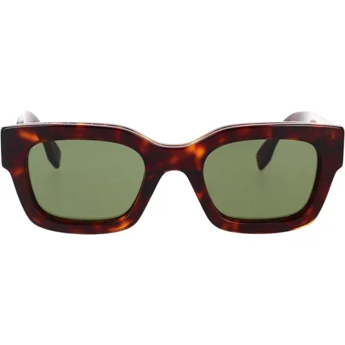 Square Glamour Sunglasses with Green Lens , unisex, Sizes: 50 MM - Fendi - Modalova