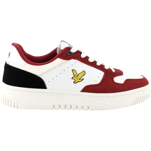 Herren Leder Sneakers Weiß Rot Marine , Herren, Größe: 43 EU - Lyle & Scott - Modalova