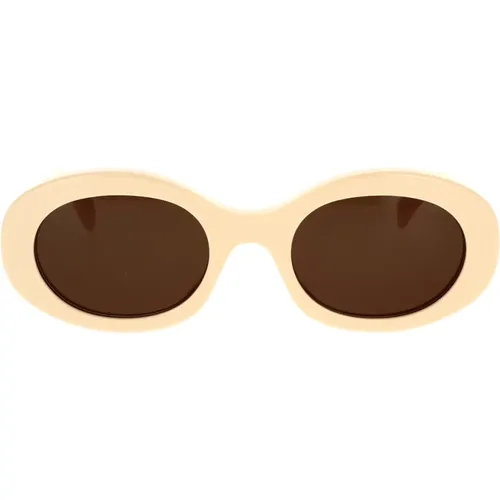 Oval Sunglasses Ivory Brown Lenses , female, Sizes: 52 MM - Celine - Modalova