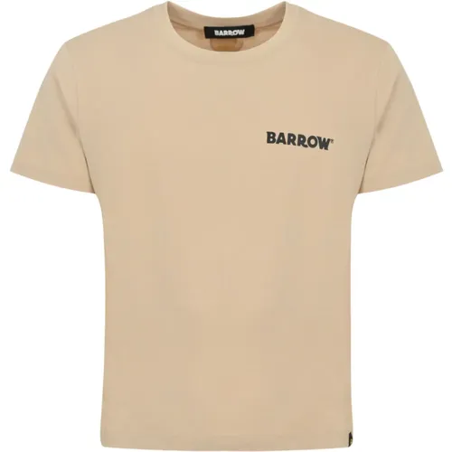 Sand Baumwoll T-shirt mit Logo-Druck - BARROW - Modalova