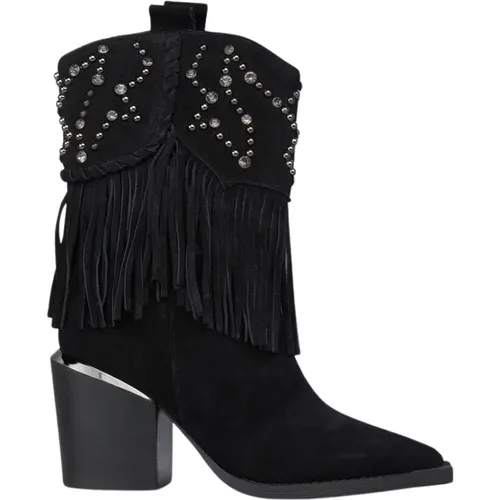 Studded Fringed Ankle Boots , female, Sizes: 3 UK, 9 UK, 6 UK, 2 UK, 4 UK, 5 UK, 7 UK - Alma en Pena - Modalova