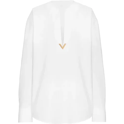 Cotton V-Neck Shirt , female, Sizes: 2XS, XS - Valentino Garavani - Modalova