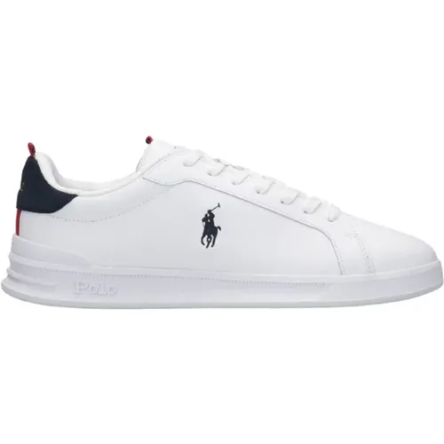 Weiße Ledersneakers für Herren , Herren, Größe: 44 EU - Ralph Lauren - Modalova