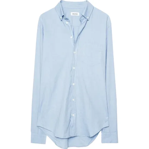 Sigmund Chambray Shirt with Mother-of-Pearl Buttons , male, Sizes: 4XL, L, 2XL - Zadig & Voltaire - Modalova