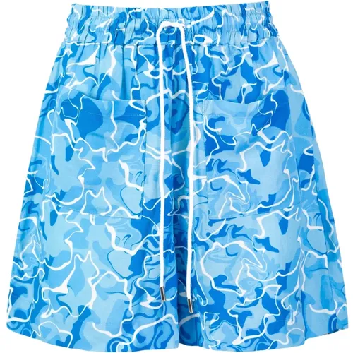HighWaisted Pool Water Print Shorts , female, Sizes: L, S, M, XS - Jaaf - Modalova