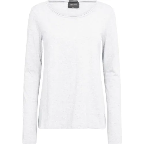 Basis Langarmshirt Weiß Baumwolle , Damen, Größe: M - MOS MOSH - Modalova