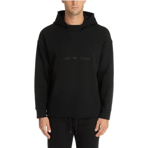 Kordelzug Einfarbig Logo Hoodie , Herren, Größe: L - Emporio Armani - Modalova