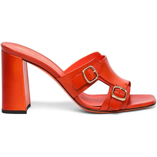 Handgefertigte Leder High-Heel Sandale , Damen, Größe: 36 EU - Santoni - Modalova