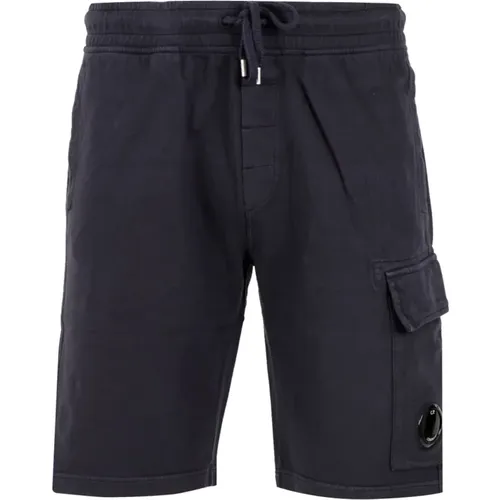 Blaue Lange Baumwollshorts mit Verstellbarem Bund , Herren, Größe: XS - C.P. Company - Modalova