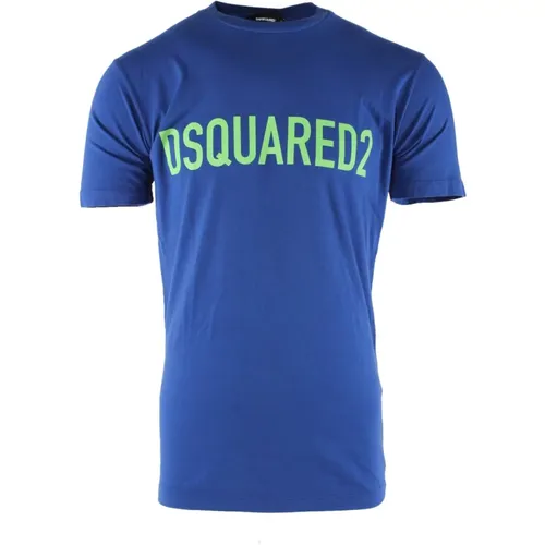 Blaues Baumwoll-T-Shirt für Herren , Herren, Größe: S - Dsquared2 - Modalova