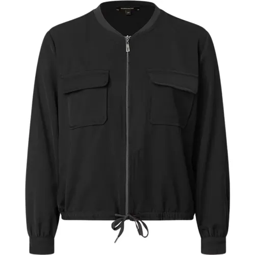 Schwarze Blouson Jacke Trendiger Stil , Damen, Größe: S - MORE & MORE - Modalova