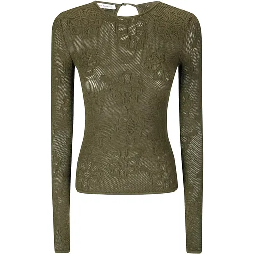 Blumiges Jacquard Mesh Top Olive - Cecilie Bahnsen - Modalova