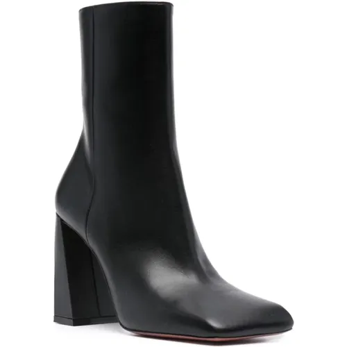 Leather Boots with Square Toe and Chunky Heel , female, Sizes: 4 UK, 3 UK, 4 1/2 UK, 5 1/2 UK, 3 1/2 UK, 6 UK - Amina Muaddi - Modalova