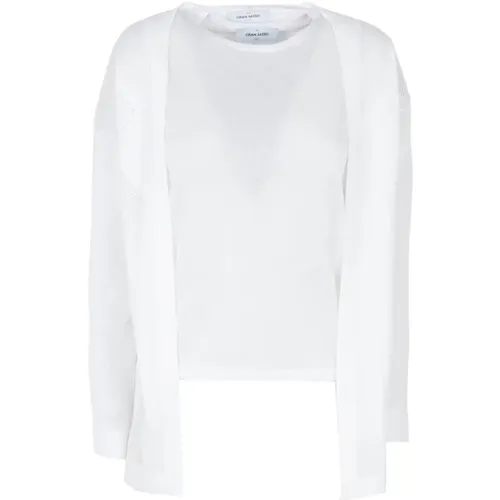 Weißes Pullover-Set Diamantstrick , Damen, Größe: 2XS - Gran Sasso - Modalova