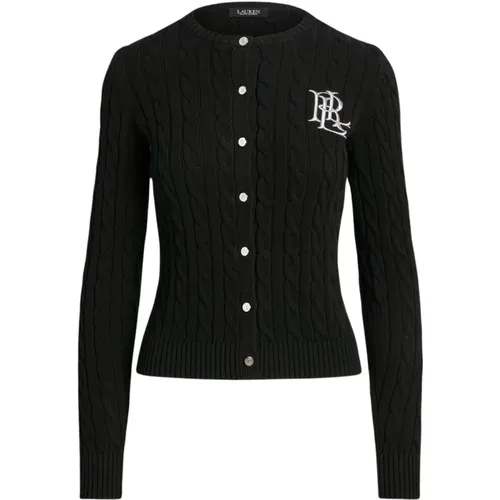 Classic Cable Knit Cardigan with Silver Buttons , female, Sizes: L, M, S - Ralph Lauren - Modalova