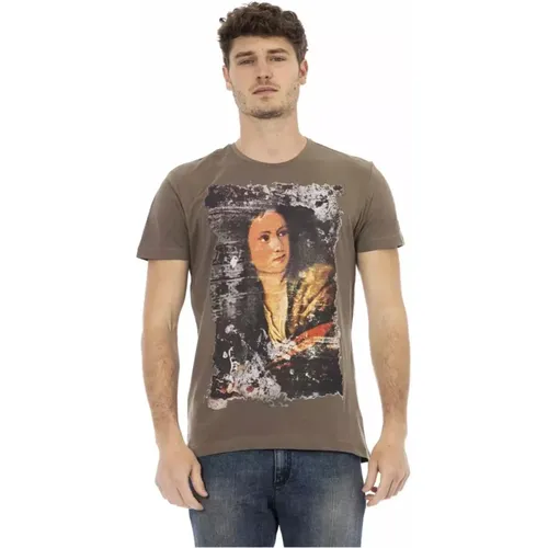 Braunes Baumwoll-T-Shirt mit Stilvollem Druck , Herren, Größe: L - Trussardi - Modalova