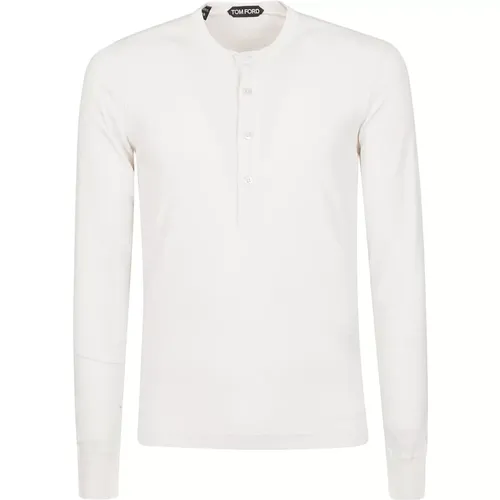 Long Sleeve Henley T-Shirt , male, Sizes: L, M, XL - Tom Ford - Modalova