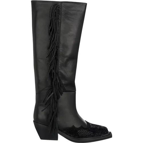 Flat fringed boot , female, Sizes: 6 UK, 7 UK, 5 UK - Alma en Pena - Modalova