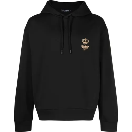 Embroidered Logo Hooded Sweater , male, Sizes: M, S - Dolce & Gabbana - Modalova