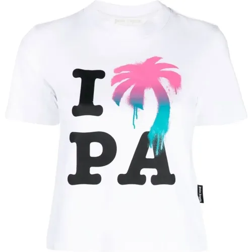 I Love PA Tee - Trendy Women's T-Shirt , female, Sizes: XS - Palm Angels - Modalova
