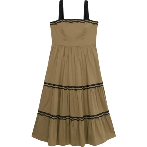 Langes Kleid mit Makramee-Details , Damen, Größe: L - Oltre - Modalova