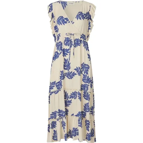 Blaues Blumenmuster Kleid , Damen, Größe: XL - Lollys Laundry - Modalova