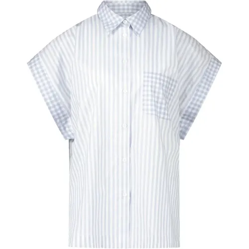 Short-sleeve cotton blouse with striped pattern , female, Sizes: L, XS, M, S, 2XS - PS By Paul Smith - Modalova