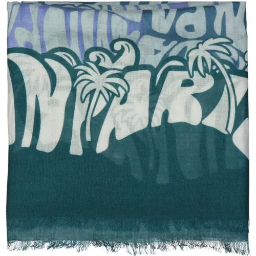 Printed Wool Scarf with Fringe Detail , female, Sizes: ONE SIZE - Lanvin - Modalova