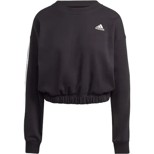 Schwarzer 3-Stripes Crop Sweatshirt - Adidas - Modalova