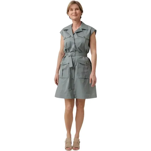 Midi Dress with Revers Collar and Pockets , female, Sizes: 3XS, 2XS, XS - PESERICO - Modalova