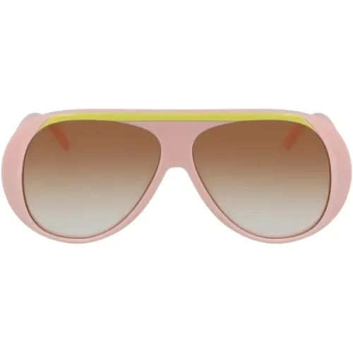 Rosa Kunststoff Sonnenbrille für Frauen - Longchamp - Modalova