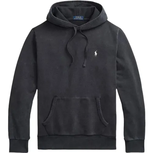 Schwarzer Loopback Terry Sweatshirt , Herren, Größe: M - Polo Ralph Lauren - Modalova