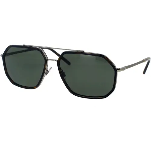 Bronze Frame Polarized Sunglasses with Green Lenses , unisex, Sizes: 60 MM - Dolce & Gabbana - Modalova