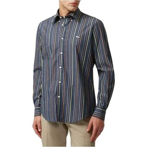 Casual Mens Cotton Shirt with Multicolor Stripes , male, Sizes: L, XL - Harmont & Blaine - Modalova
