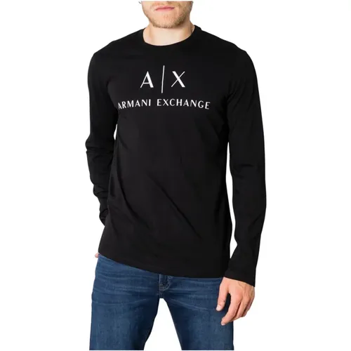 Langarm Baumwoll T-Shirt , Herren, Größe: L - Armani Exchange - Modalova