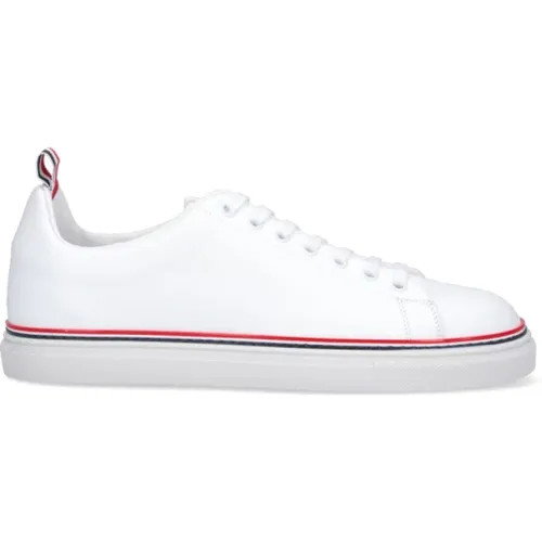 Weiße Tricolor Detail Leder Sneakers , Herren, Größe: 40 1/2 EU - Thom Browne - Modalova