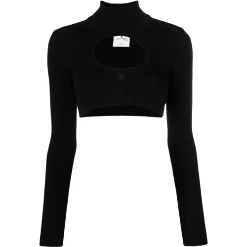 Rib Knit Cropped Sweater , female, Sizes: S, M - Courrèges - Modalova