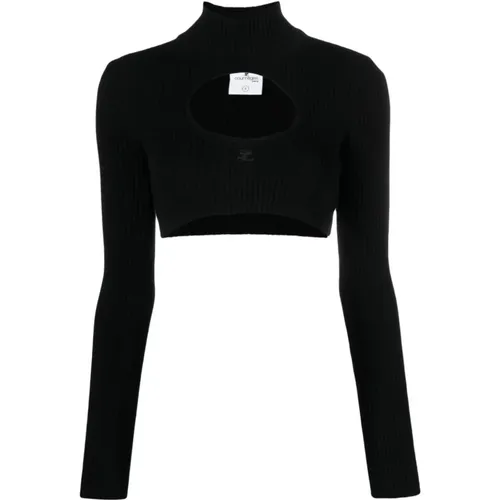 Rib Knit Cropped Sweater , female, Sizes: S, XS, M - Courrèges - Modalova