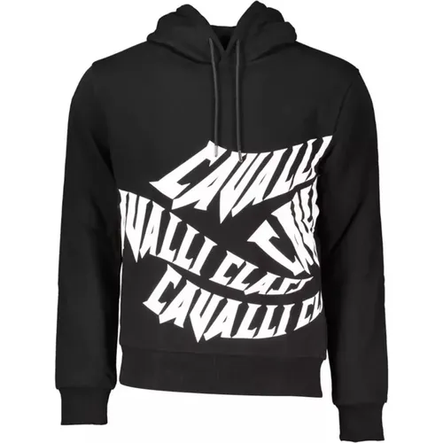 Schwarzer Kapuzenpullover mit Logodruck , Herren, Größe: XL - Cavalli Class - Modalova