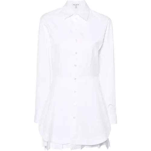 Cotton Blend Poplin Shirt Dress , female, Sizes: XS - Alaïa - Modalova