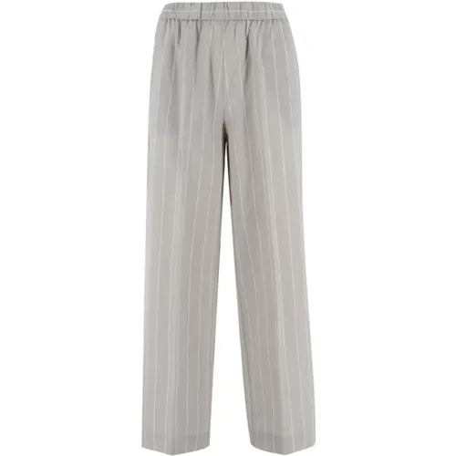 Striped Cotton Jogging Trousers , female, Sizes: M, 2XS - Le Tricot Perugia - Modalova