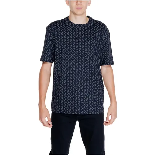 Schwarzes Print Baumwoll T-Shirt Herren - Armani Exchange - Modalova