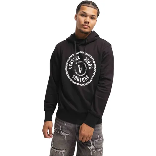 Chain Hoodie Herren Schwarz/Weiß , Herren, Größe: L - Versace Jeans Couture - Modalova