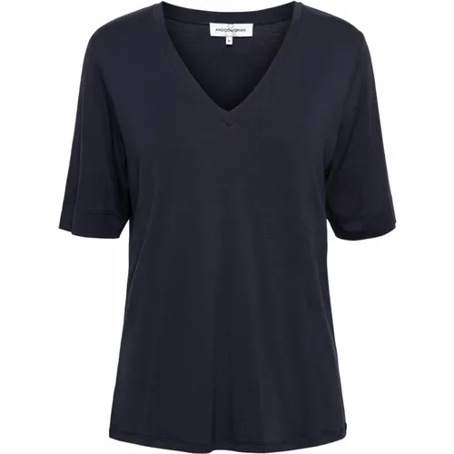 V-Ausschnitt Jersey Top Marineblau , Damen, Größe: XL - &Co Woman - Modalova