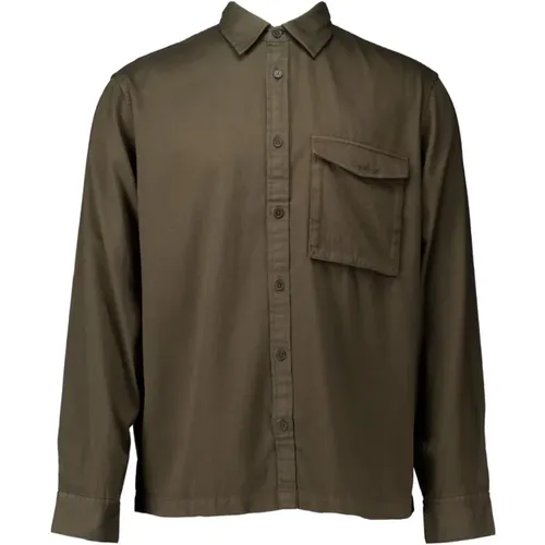 Herren gewebtes Hemd Olive Langarm , Herren, Größe: XL - Armani Exchange - Modalova