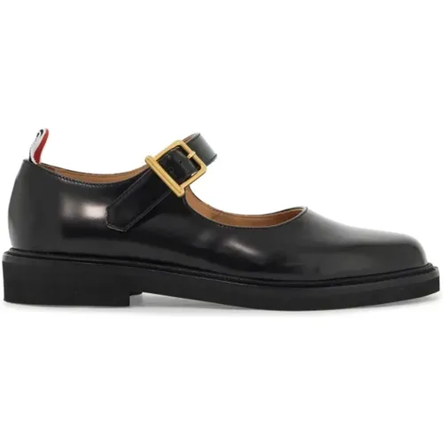 Brushed Leather Mary Jane Ballerinas , female, Sizes: 4 UK, 6 UK, 3 UK - Thom Browne - Modalova