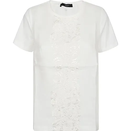 Ethnic Embroidered Cotton T-shirt , female, Sizes: L, XS - Max Mara Weekend - Modalova
