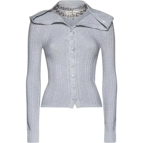 Ruffle Necklace Cardigan Sweater , Damen, Größe: S - Y/Project - Modalova