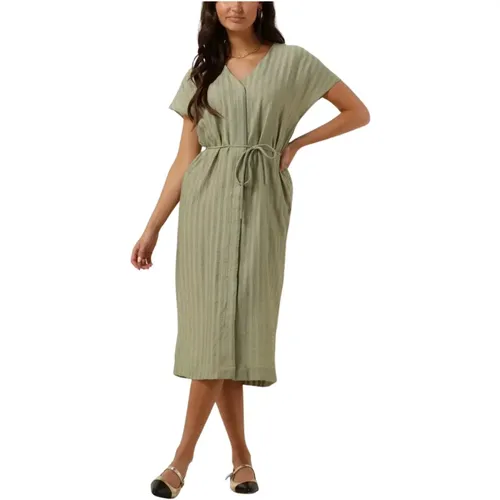 Grünes Midi-Kleid für Stilvolle Frauen , Damen, Größe: S - Object - Modalova